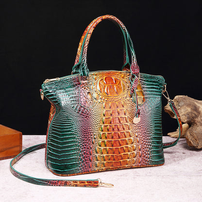 Women's For Retro Crocodile Pattern Brahmin Portable Handbags