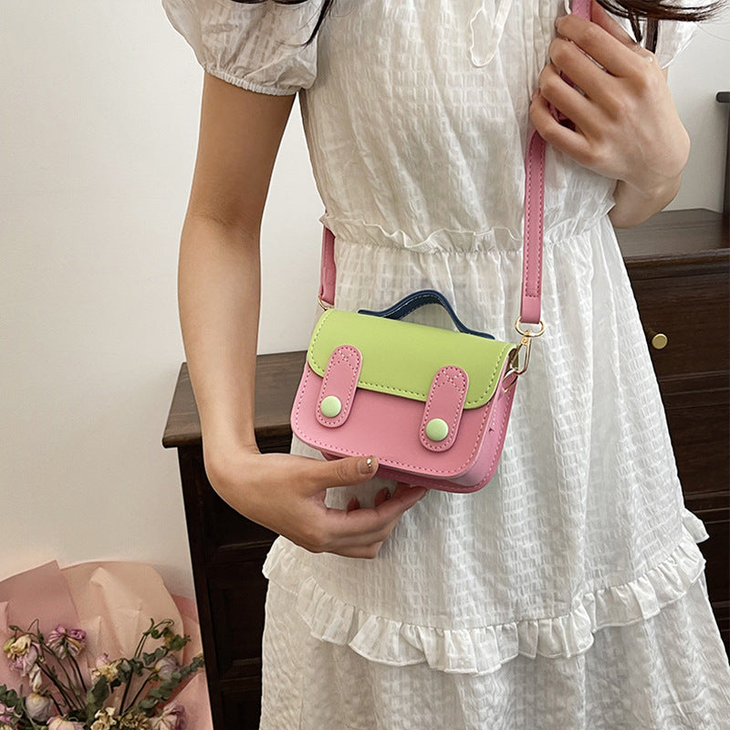 Children's Candy Color Contrast Mini Square Korean Children's Shoulder Bags