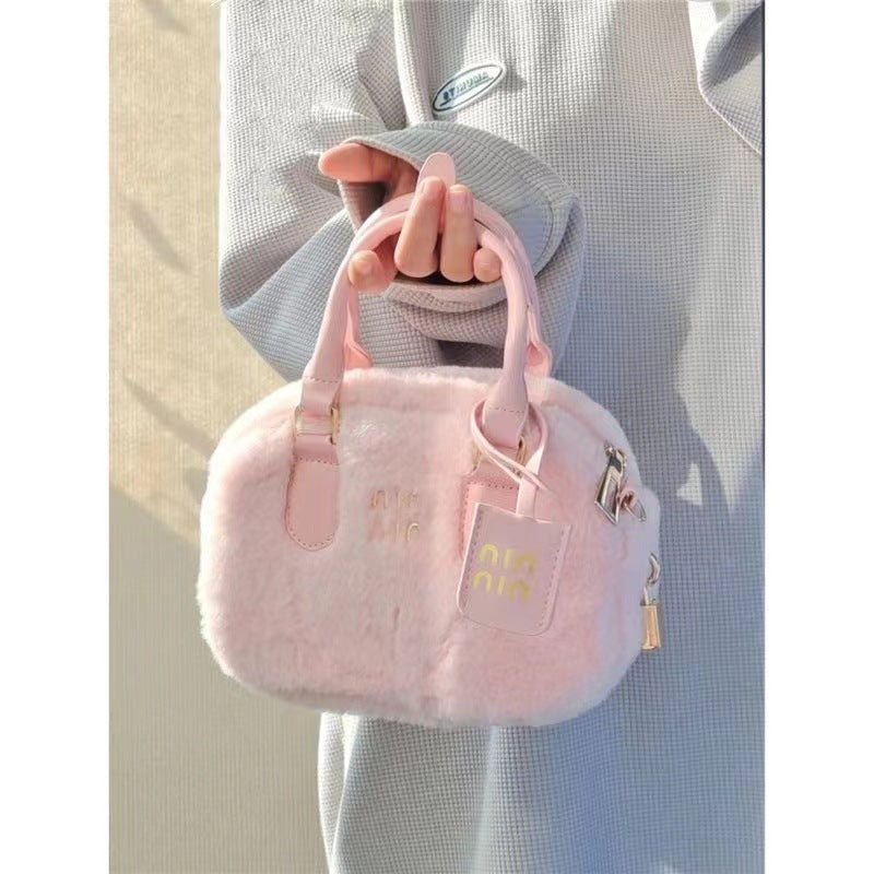 Women's Plush Cute Portable Fur Commuter Crossbody Bags