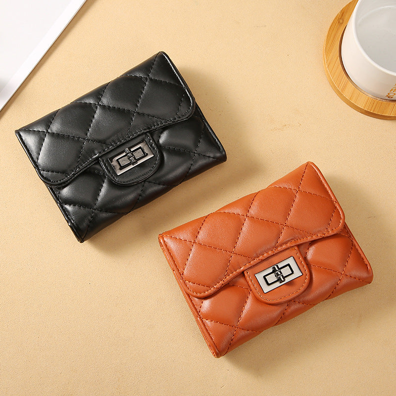 Women's Style Rhombus Short Clutch Korean Versatile Ladies Wallets