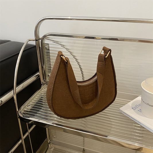 Women's Simple Texture Pouches Autumn Fashion Underarm Shoulder Bags