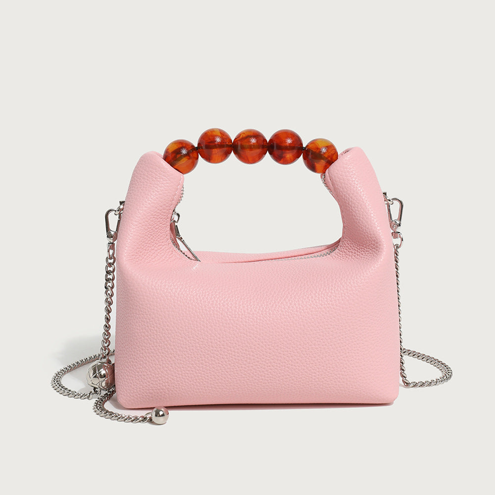 Niche Dumpling Versatile Chain Beaded Soft Leather Crossbody Bags