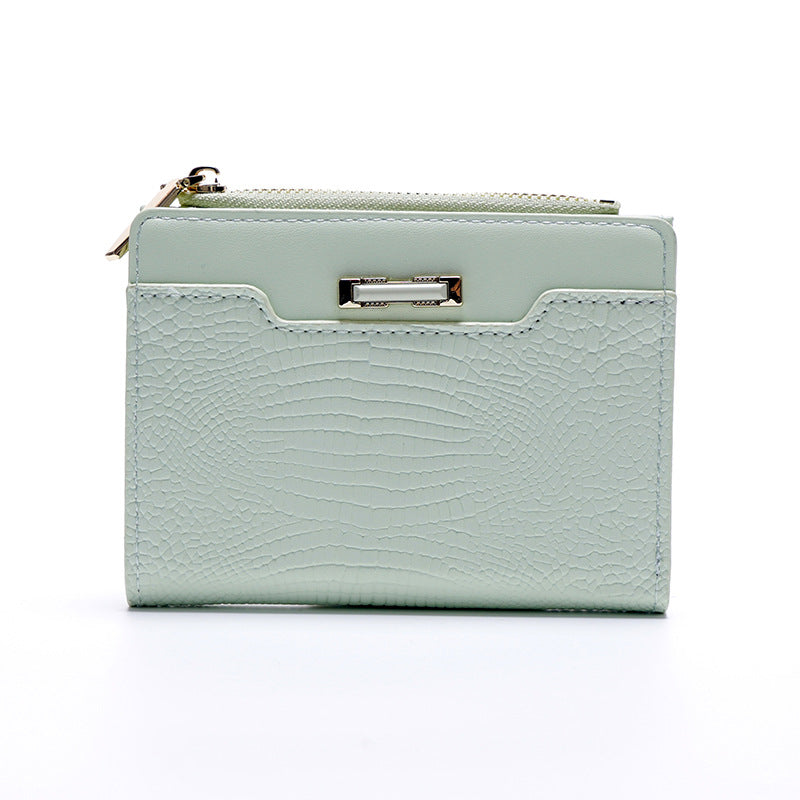 Women's Macaron Color Series Short Crocodile Pattern Ladies Wallets