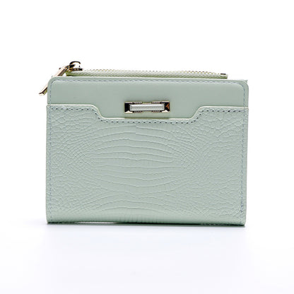 Women's Macaron Color Series Short Crocodile Pattern Ladies Wallets