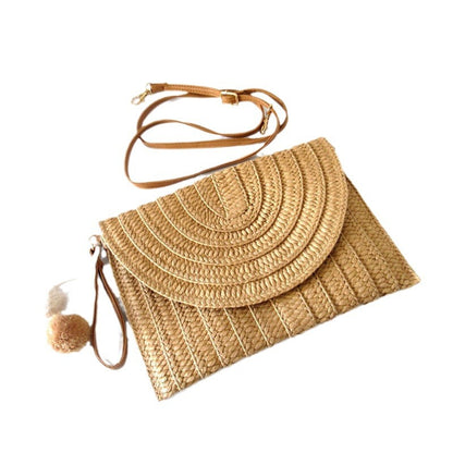 Women's Paper Braid Woven Clutch Popular Handbags