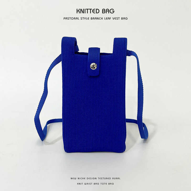 Classy Solid Color Niche Knitted Korean Phone Bags