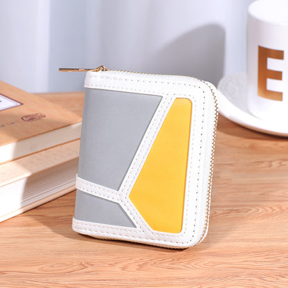 Women's Color Contrast Patchwork Single Zipper Multifunctional Large Capacity Ladies Wallets