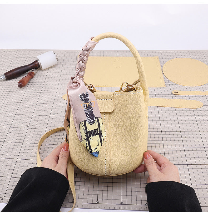 Women's Korean Style Pure Color Bucket Portable Bags