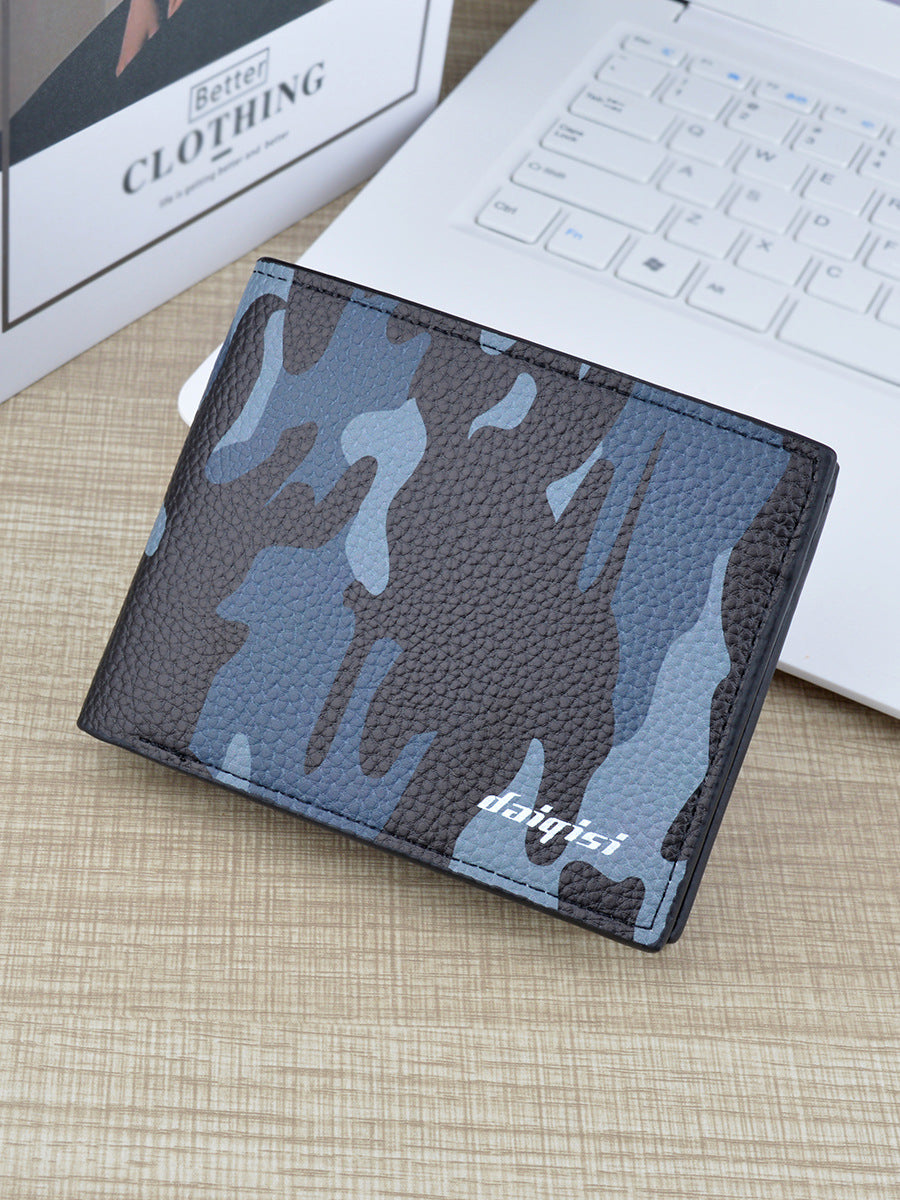 Men's Short Fashion Camouflage Thin Large Capacity Zipper Men's Wallets