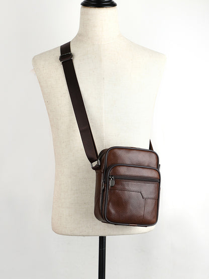 Mini sacs messagers tendance en cuir de vache souple pour hommes