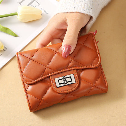 Women's Style Rhombus Short Clutch Korean Versatile Ladies Wallets