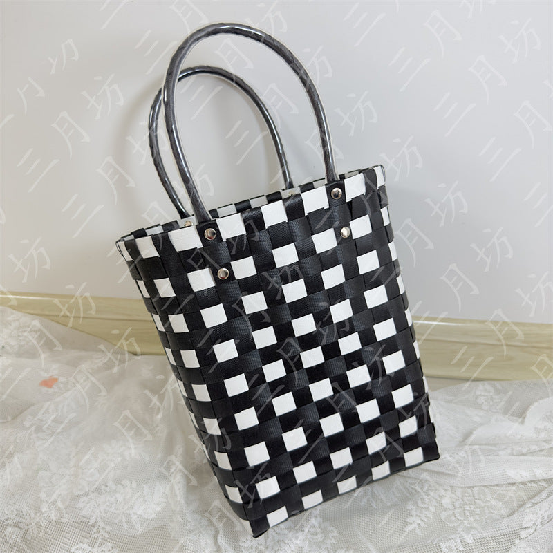 Gift Portable Bucket Vegetable Basket Straw Tote Handbags