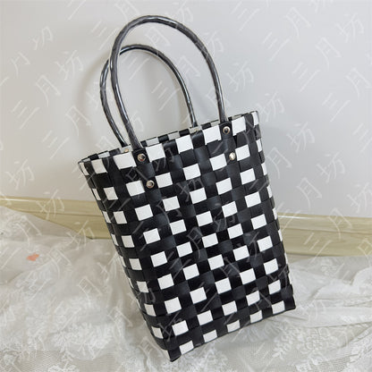 Gift Portable Bucket Vegetable Basket Straw Tote Handbags