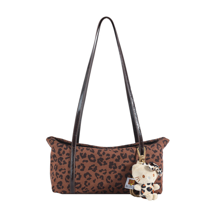 Women's High-grade Suede Underarm Popular Commuter Leopard Shoulder Bags