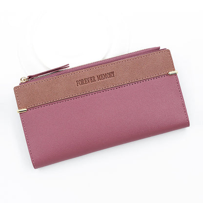 Women's Long Leather Patchwork Solid Color Fashion Ladies Wallets