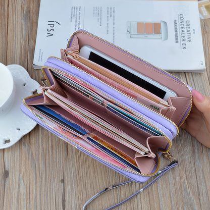 Women's Zip Long Layer Fashion Printing Change And Phone Bags