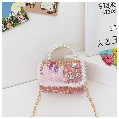 Children's Fashion Pearl Tote Cartoon Doll Chain Children's Coin Purse