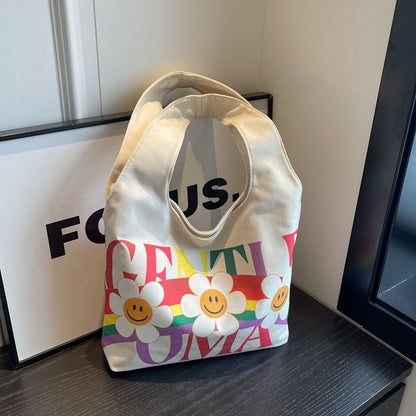 Sacs à bandoulière tendance en toile à petites fleurs Rainbow Smile pour femmes