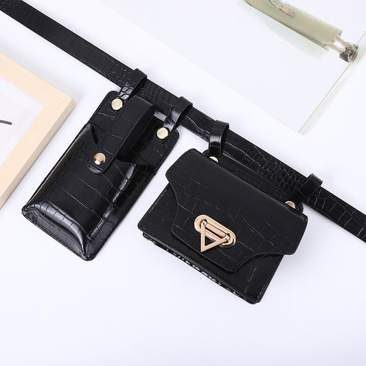 Crocodile Pattern Two-piece Female Fashion Mobile Waist Packs