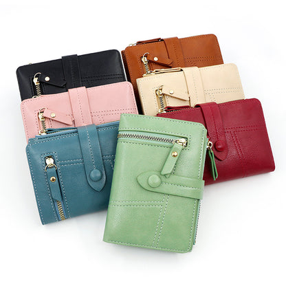 Women's Simple Short Zip Fashion Large Capacity Ladies Wallets