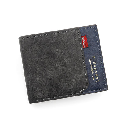 Men's Short Sier Pocket Stitching Matte Leather Men's Wallets