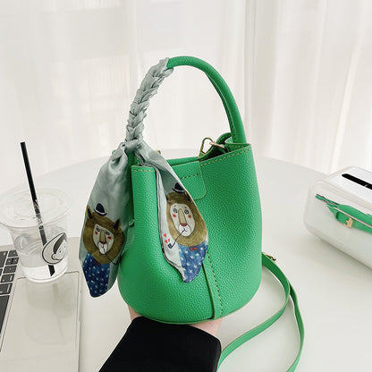 Women's Korean Style Pure Color Bucket Portable Bags