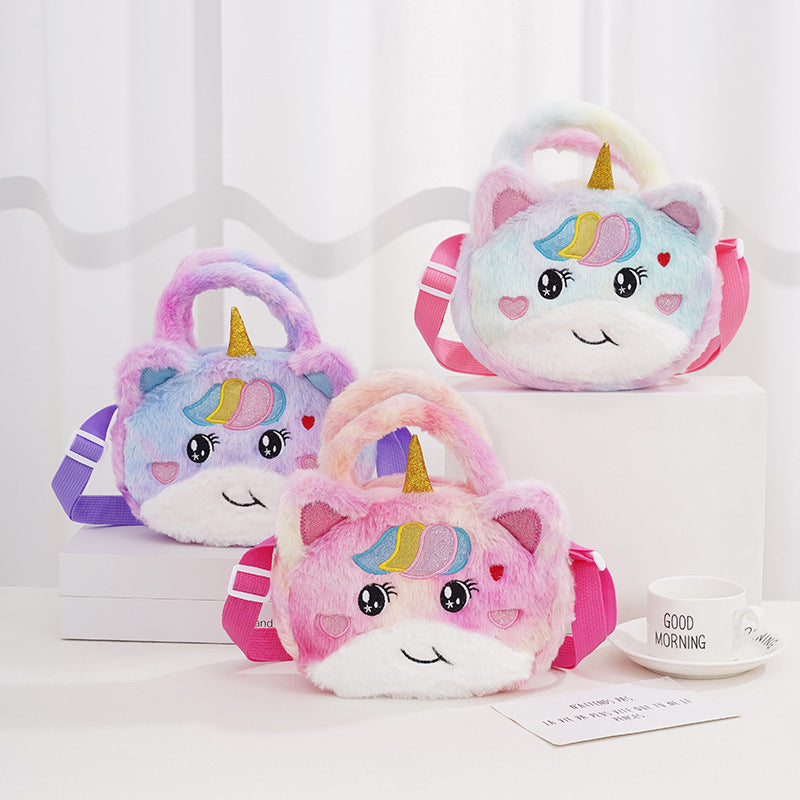 Sacs à bandoulière pour enfants en peluche avec motif de princesse et licorne mignonne