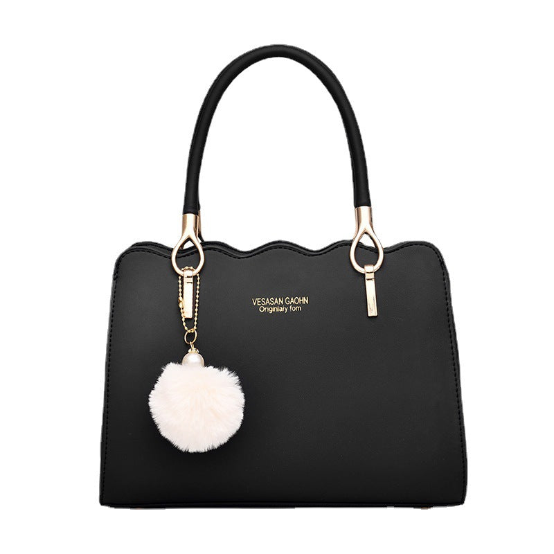 Women's Spring Solid Color Fashion Plush Ball Handbags