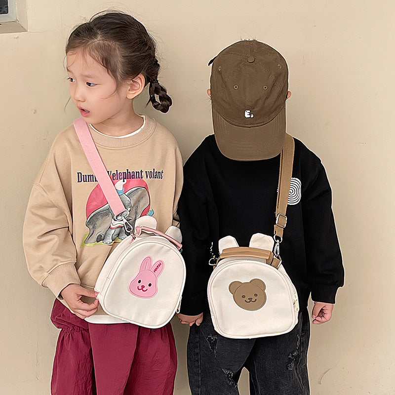 Sacs à bandoulière polyvalents pour enfants avec motif d'ours mignon et contraste de couleurs