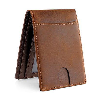 Men's Vintage Crazy Horse Leather Short Swiping Men's Wallets