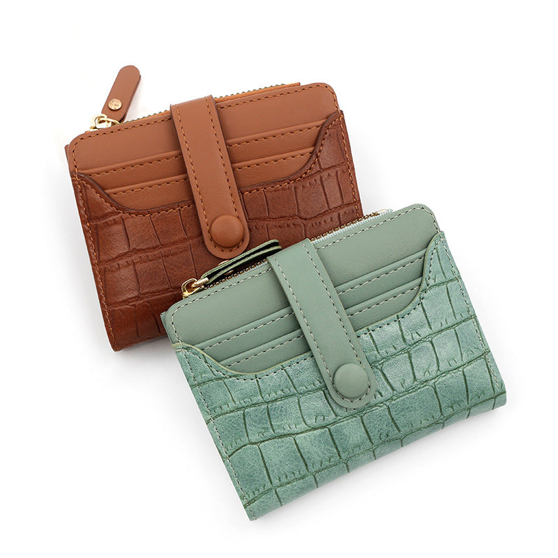 Women's Korean Crocodile Pattern Short Thin Large Ladies Wallets