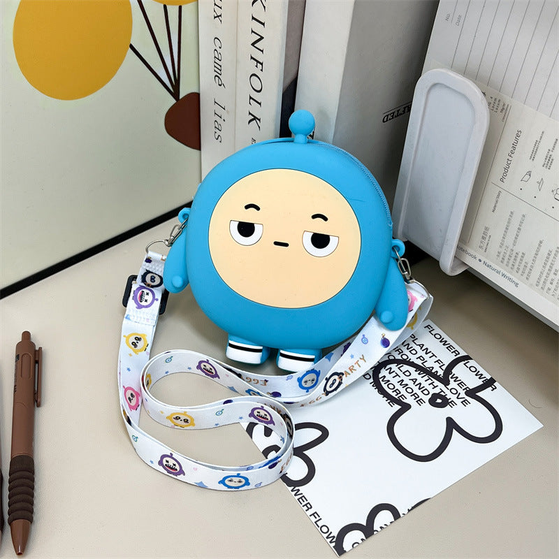 Poupée d'oeuf de dessin animé pour enfants en silicone mignon rangement porte-monnaie pour enfants