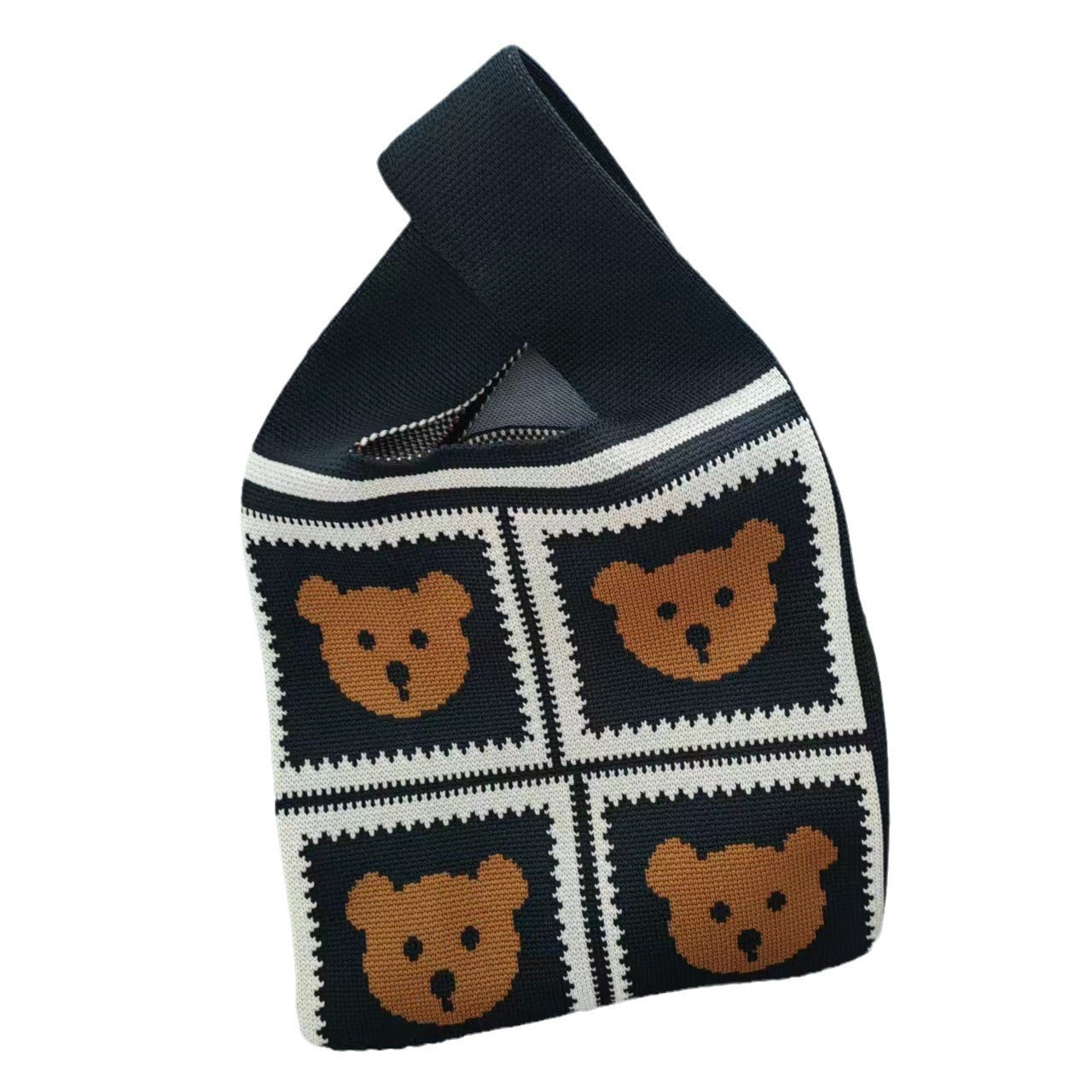 Bear Vest Knitted Large Capacity Totes Check Handbags