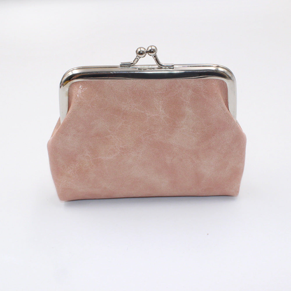 Women's Wax Leather Inch Short Small Clutch Coin Purses