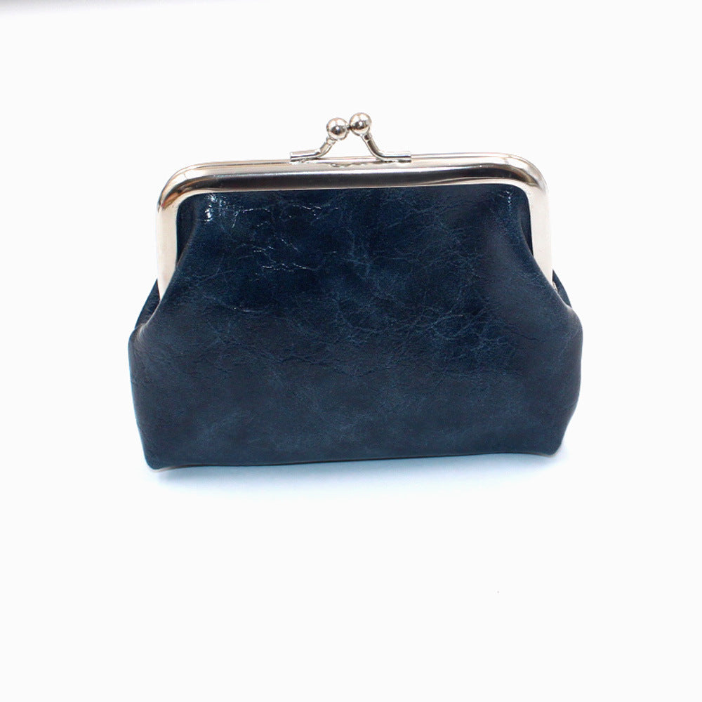 Women's Wax Leather Inch Short Small Clutch Coin Purses