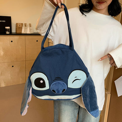 Canvas Strawberry Bear Stitch Cute Cartoon Doll Shoulder Bags