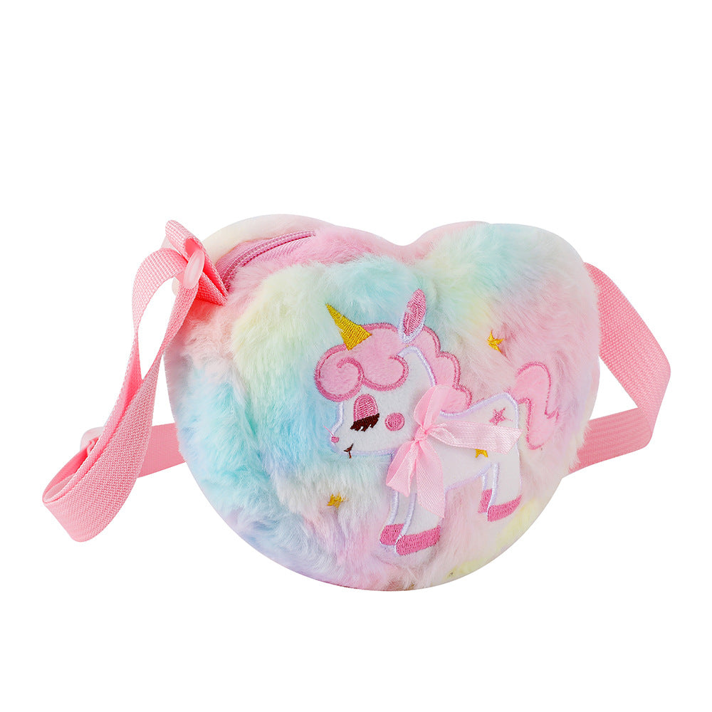 Sacs à bandoulière pour enfants en peluche mignons avec licorne d'amour