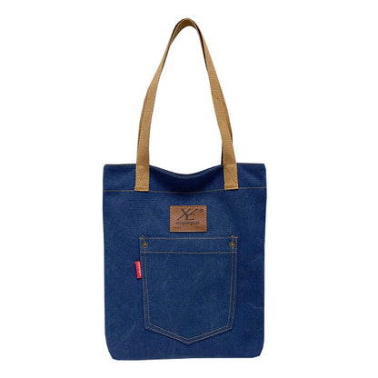 Textured Denim Canvas Female Class Commuting Handbags