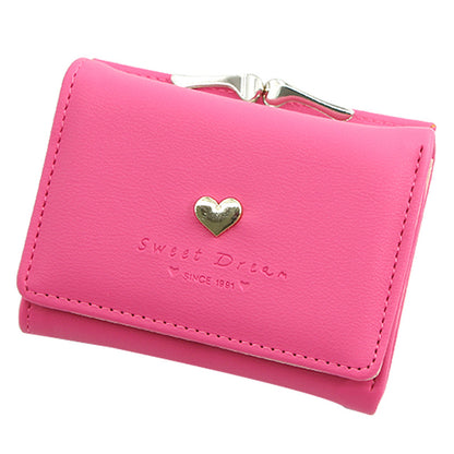 Women's Iron Clip Heart-shaped Hardware Clutch Solid Ladies Wallets