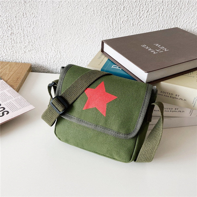 Children's Pouch Trendy Red Army Five-pointed Star Retro Children's Shoulder Bags