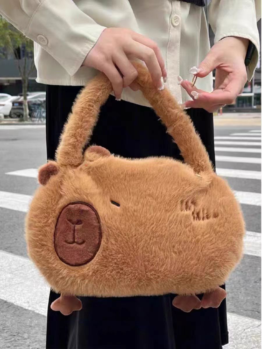 Women's Sweet Potato Capybara Plush Large Capacity Crossbody Bags