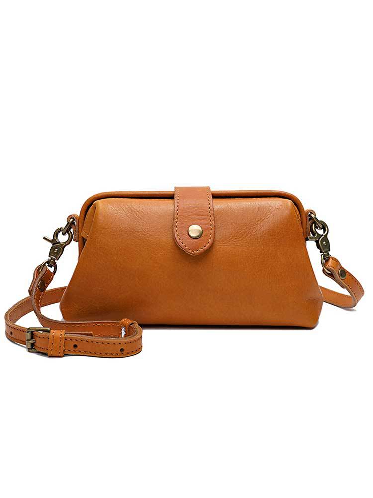 Handmade Summer Vegetable Tanning Leather Frame Crossbody Bags