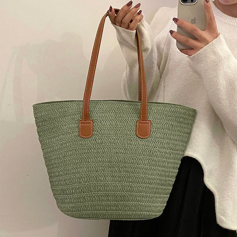 Women's Woven Large Capacity Vacation Beach Vegetable Handbags