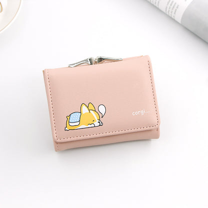 Women's Iron Clip Heart-shaped Hardware Clutch Solid Ladies Wallets