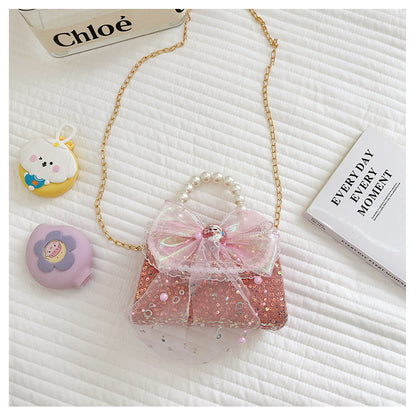 Children's Western Style Cute Bow Flower Little Children's Shoulder Bags