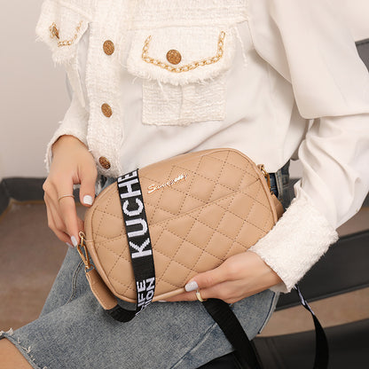 Women's Fashion Rhombus Embroidered Strap Letter Printing Crossbody Bags