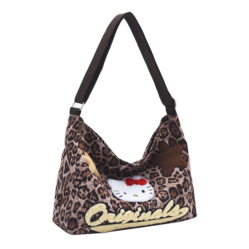 Women's Cute Leopard Suede Large Fashion Retro Shoulder Bags