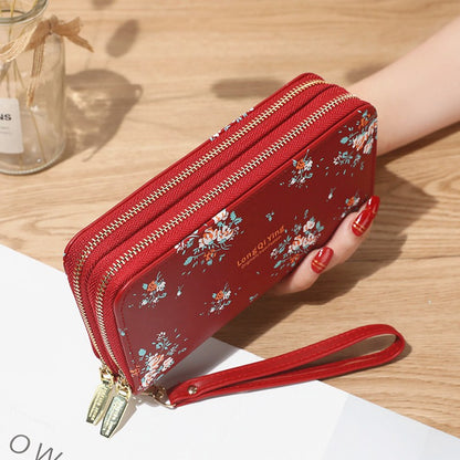 Women's Wild Double Zipper Korean Style Flower Ladies Wallets