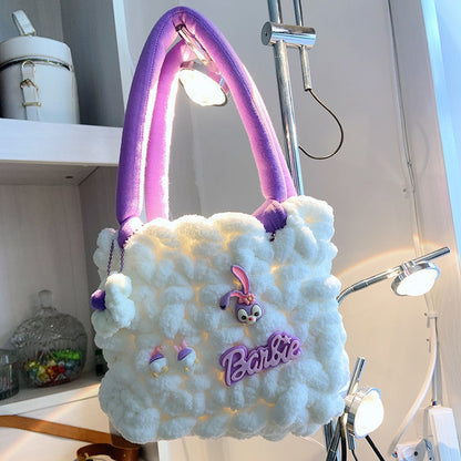 Beaver Hand-woven Material Cotton Candy Cloud Crossbody Bags