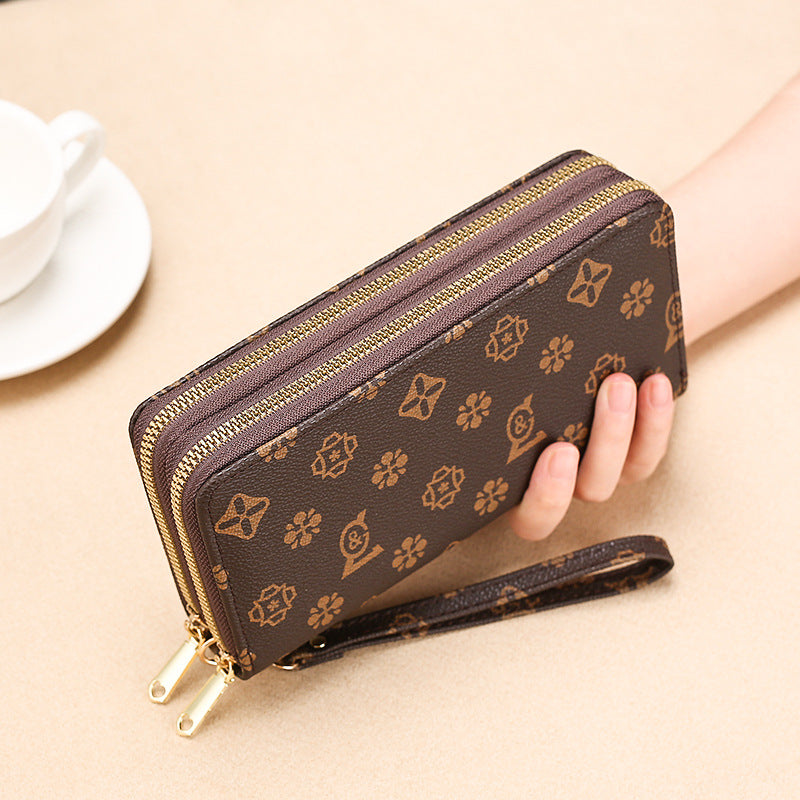 Women's Long Fashion Double Layer Zipper Large Ladies Wallets